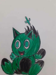 Size: 774x1032 | Tagged: dnp, safe, artist:theoneandonlycactus, oc, oc:cactus the hedgehog, chao, traditional media