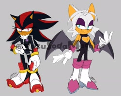 Size: 2048x1633 | Tagged: safe, artist:yuzusodamachine, rouge the bat, shadow the hedgehog, gender swap