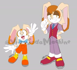 Size: 2048x1865 | Tagged: safe, artist:yuzusodamachine, cream the rabbit, vanilla the rabbit, gender swap