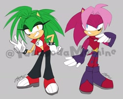 Size: 2048x1653 | Tagged: safe, artist:yuzusodamachine, manik the hedgehog, sonia the hedgehog, gender swap