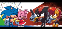 Size: 850x404 | Tagged: safe, artist:hyoumaru, amy rose, sally acorn, shadow the hedgehog, sonic the hedgehog