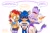 Size: 2048x1365 | Tagged: safe, artist:iris_s_e_e, blaze the cat, sally acorn, sonic the hedgehog, sally x sonic, shipping, shirt, sonaze, trio