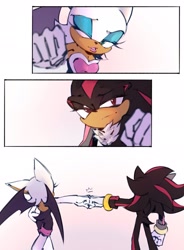 Size: 1511x2048 | Tagged: safe, artist:dehloosquared, rouge the bat, shadow the hedgehog, fistbump