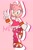 Size: 1500x2248 | Tagged: safe, artist:tamjeong_sonic, amy rose, character name, full body, looking at viewer, mouth open, open smile, pink background, riders outfit, simple background, smile, smiling at viewer, solo, sonic riders, standing on one leg, v sign