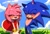 Size: 2048x1411 | Tagged: safe, artist:tamjeong_sonic, amy rose, sonic the hedgehog, arms behind head, blushing, clouds, daytime, duo, eyes closed, grass, outdoors, smile, standing