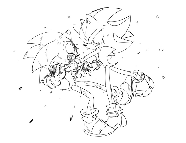 Drawing Sonic And Shadow Fighting