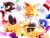 Size: 2048x1574 | Tagged: safe, artist:tamjeong_sonic, miles "tails" prower, shadow the hedgehog, sonic the hedgehog, arms up, birthday, chibi, english text, eyes closed, frown, gift art, happy, happy birthday, mouth open, no pupils, open smile, simple background, smile, treads, trio, white background