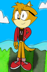 Size: 786x1198 | Tagged: safe, artist:malibumike64, oc, oc:nick the hedgedog, hedgehog, brown eyes, glasses, jacket, male, shirt, shoes, yellow fur