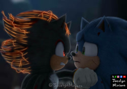 Size: 1069x748 | Tagged: safe, artist:jocelynminions, shadow the hedgehog, sonic the hedgehog