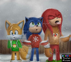 Size: 956x836 | Tagged: safe, artist:jocelynminions, knuckles the echidna, miles "tails" prower, sonic the hedgehog