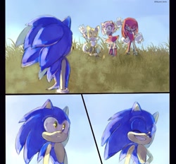 Size: 1655x1533 | Tagged: safe, artist:skyavii-sonic, amy rose, knuckles the echidna, miles "tails" prower, sonic the hedgehog, sonic frontiers