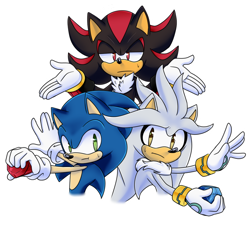 Size: 934x856 | Tagged: safe, artist:risziarts, shadow the hedgehog, silver the hedgehog, sonic the hedgehog