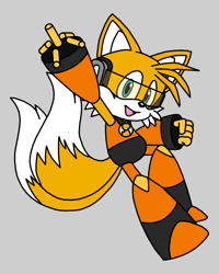 Size: 800x1000 | Tagged: safe, artist:death-driver-5000, miles "tails" prower, bodysuit, cosplay, limb enhancers, steven universe (series), visor