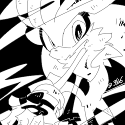 Size: 400x400 | Tagged: safe, artist:34_6, silver the hedgehog, black background, greyscale, monochrome, signature, simple background, solo