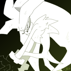 Size: 400x400 | Tagged: safe, artist:34_6, silver the hedgehog, monochrome, signature, solo