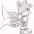Size: 597x600 | Tagged: safe, artist:lynaithan, miles "tails" prower, fox, 2008, classic tails, cute, greyscale, looking offscreen, male, monochrome, mouth open, simple background, smile, solo, standing, tailabetes, white background