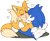Size: 2048x1671 | Tagged: safe, artist:senshion, miles "tails" prower, sonic the hedgehog, fox, hedgehog, blushing, duo, eyes closed, flat colors, gay, holding each other, kiss, making out, male, shadow (lighting), shipping, signature, simple background, sitting, sitting on lap, sitting on them, sonic x tails, transparent background