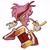 Size: 1840x1847 | Tagged: safe, artist:ejpony, amy rose, chest fluff, frown, gender swap, hammer, holding something, looking offscreen, piko piko hammer, signature, simple background, solo, standing, white background