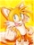 Size: 1345x1754 | Tagged: safe, artist:just_icyyy, miles "tails" prower, 2024, abstract background, clenched fist, echo background, looking at viewer, mouth open, open smile, outline, smile, solo, standing