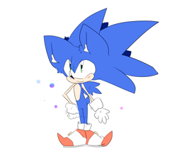 Size: 1721x1479 | Tagged: safe, artist:bubbleteacrown, sonic the hedgehog, 2024, ear fluff, hand on hip, looking offscreen, simple background, smile, solo, standing, white background