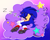 Size: 949x768 | Tagged: safe, artist:animesonic2, sonic the hedgehog, 2020, cloud, eyes closed, gradient background, lying on side, outline, signature, sleeping, solo, star (symbol), white outline, zzz