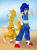 Size: 2912x3912 | Tagged: safe, artist:skye-izumi, miles "tails" prower, sonic the hedgehog, human, 2015, abstract background, duo, humanized, partially humanized, smile, standing