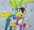 Size: 2048x1822 | Tagged: safe, artist:jaslenebella0, kit the fennec, surge the tenrec, fox, tenrec, 2024, abstract background, christmas, christmas outfit, duo, female, fennec, idw sonic the hedgehog, looking offscreen, looking up, male, mouth open, outline, sharp teeth, smile, snow, snowflake, snowing, standing, traditional media