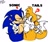 Size: 953x797 | Tagged: suggestive, artist:aylenarts122, miles "tails" prower, sonic the hedgehog, fox, hedgehog, 2024, arm around shoulders, blushing, breasts, breasts are touching, character name, duo, eyelashes, featureless breasts, female, flat colors, gender swap, heart, looking at viewer, mouth open, ponytail, question mark, signature, simple background, smile, sparkles, thick thighs, v sign, white background, wink