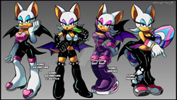 Size: 1600x900 | Tagged: safe, artist:unhinged_honey, rouge the bat, alternate outfit, riders outfit, rouge's heart top, sonic heroes outfit