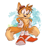 Size: 1438x1477 | Tagged: safe, artist:halpdevon, miles "tails" prower, 2019, abstract background, full body, hands on hips, mouth open, open smile, smile, solo, sonic boom (tv), standing, treads, white background