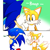 Size: 2048x2048 | Tagged: safe, artist:snt0skt, miles "tails" prower, sonic the hedgehog, abstract background, age difference, blushing, boop, cute, duo, gay, nose boop, question mark, sfx, shipping, smile, sonic x tails, standing, walking