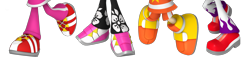 Size: 3300x750 | Tagged: safe, amy rose, cream the rabbit, rouge the bat, wave the swallow, clothes, edit, feet fetish, female, females only, fetish, group, pants, request, riders outfit, shoes, sneakers, sonic riders