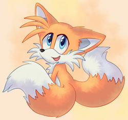 Size: 1280x1208 | Tagged: safe, artist:montyth, miles "tails" prower, 2024, cute, gradient background, looking offscreen, looking up, mouth open, smile, solo