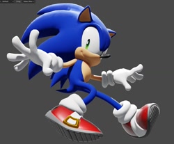 Size: 1089x903 | Tagged: safe, artist:notnicknot, sonic the hedgehog, 2024, 3d, grey background, looking at viewer, simple background, smile, solo