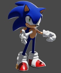 Size: 601x722 | Tagged: safe, artist:notnicknot, sonic the hedgehog, 2024, 3d, grey background, looking up, simple background, smile, solo, standing