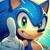Size: 1024x1024 | Tagged: safe, ai art, sonic the hedgehog, hedgehog, abstract background, clenched teeth, male, pointing, pointing at viewer, prompter:speed sonic star, smile, solo
