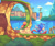 Size: 1280x1084 | Tagged: safe, artist:manedesu, miles "tails" prower, sonic the hedgehog, fox, hedgehog, green hill zone, 2021, abstract background, classic sonic, classic tails, clouds, daytime, duo, flower, grass, looking ahead, looking offscreen, loop, outline, palm tree, rainbow, ring, rolling, running, smile, spindash, sunflower, water, waterfall, white outline