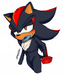 Size: 1781x2048 | Tagged: safe, artist:hedgester_, shadow the hedgehog, hedgehog, sonic prime, sonic prime s2, 2023, lidded eyes, looking offscreen, male, mouth open, signature, simple background, solo, solo male, white background
