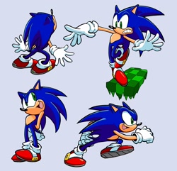 Size: 2036x1964 | Tagged: safe, artist:kolsanart, sonic the hedgehog, hedgehog, 2024, looking offscreen, male, mouth open, posing, running, simple background, smile, solo, solo male, standing