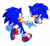 Size: 1675x1539 | Tagged: safe, artist:starrjoy, sonic the hedgehog, hedgehog, blushing, cute, looking at viewer, looking offscreen, male, outline, pointing, signature, simple background, smile, solo, sonabetes, star (symbol), top surgery scars, trans male, transgender, white background, wink
