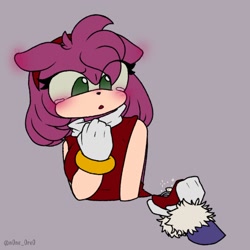 Size: 1280x1280 | Tagged: safe, artist:06385m, amy rose, blaze the cat, cat, hedgehog, 2024, amy x blaze, amy's halterneck dress, blushing, cute, female, females only, lesbian, looking at them, ring (jewelry), shipping, valentine's day
