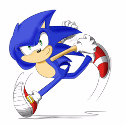 Size: 3000x3000 | Tagged: safe, artist:anevileyeball, sonic the hedgehog, 2020, looking at viewer, running, signature, simple background, smile, white background