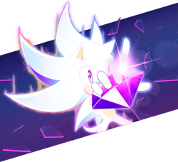 Size: 3997x3647 | Tagged: safe, artist:xackadzu, sonic the hedgehog, 2021, alternate eye color, chaos emerald, holding something, hyper form, hyper sonic, looking at viewer, pink eyes, semi-transparent background, shine, solo, sparkle