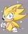 Size: 1710x2072 | Tagged: safe, artist:stillartistic, sonic the hedgehog, super sonic 2, sonic frontiers, 2023, clenched fist, frown, grey background, looking at viewer, simple background, solo, sparkles, super form