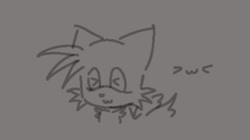 Size: 1048x586 | Tagged: safe, artist:bnn_len, miles "tails" prower, 2024, :3, bust, cute, eyes closed, grey background, line art, simple background, solo, tailabetes