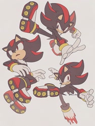 Size: 1540x2048 | Tagged: safe, artist:te____zz, shadow the hedgehog, 2024, frown, grey background, looking offscreen, signature, simple background, solo