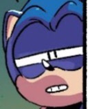 Size: 128x158 | Tagged: safe, sonic the hedgehog, clenched teeth, edit, faic, lidded eyes, reaction image, solo