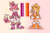 Size: 900x600 | Tagged: safe, artist:bl00doodle, amy rose, blaze the cat, burning blaze, cat, hedgehog, 2021, amy x blaze, amy's halterneck dress, blaze's tailcoat, blushing, clothes, cute, dress, female, females only, lesbian, lesbian pride, looking at them, pride, shipping, super amy, super form