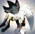 Size: 2009x1987 | Tagged: safe, artist:mgmg_kiryusub, mephiles the dark, silver the hedgehog, 2024, carrying them, duo, eyes closed, gay, gradient background, mephiles x silver, shipping, signature, unconscious