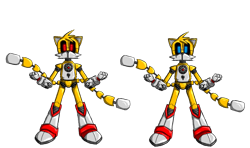 Size: 1280x756 | Tagged: safe, artist:ashura01, oc, oc:mecha tails, 2020, black sclera, duality, looking at viewer, mecha, robot, simple background, solo, standing, transparent background